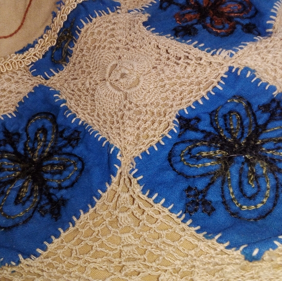 💥VINTAGE PATCHWORK EMBROIDERED GYPSY HIPPIE INDIA MAXI SKIRT CROCHET ONE SIZE - Picture 12 of 15